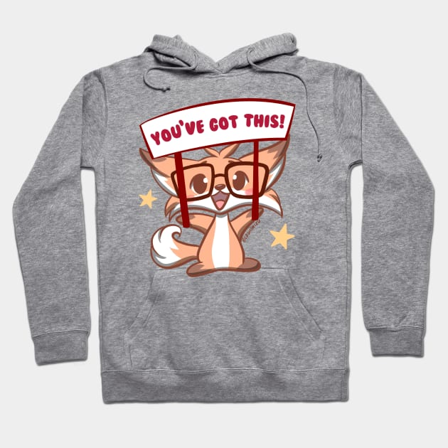 Cute Kawaii Nerd Fox you got this cheering Hoodie by Kyumotea